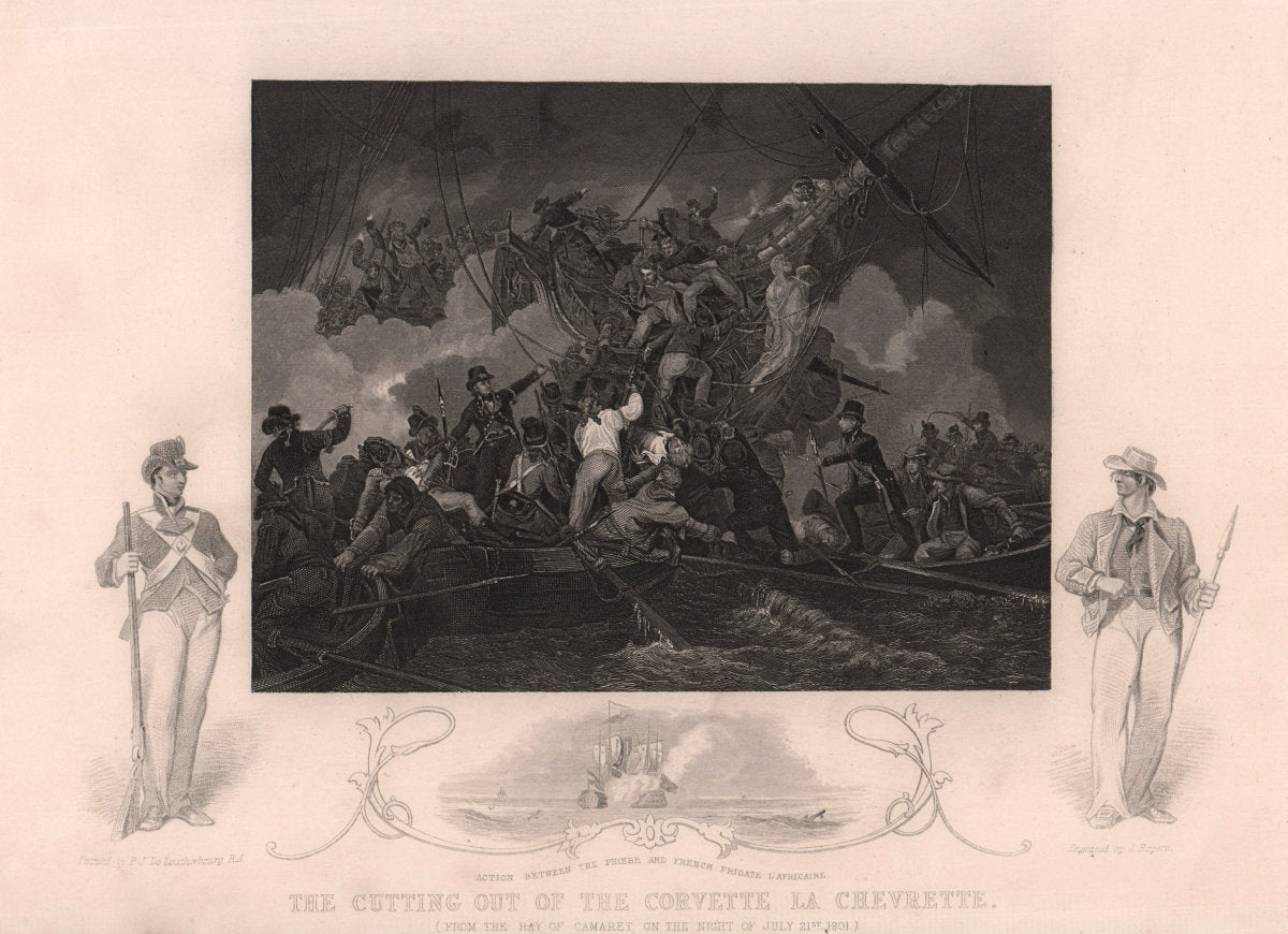 Corvette La Chevrette, Camaret Bay 1801. Finistère. TALLIS c1855 old print